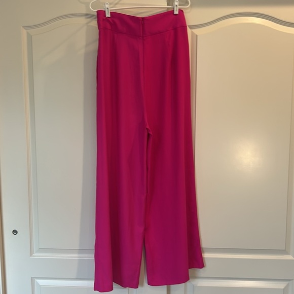Eliza J Pleated Wide Leg Crepe Hot Pink Pants - Picture 6 of 10